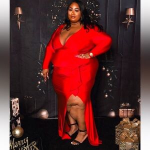 Fashion Nova Curve Size 3x Liliana Ruffle Maxi Dress - Red